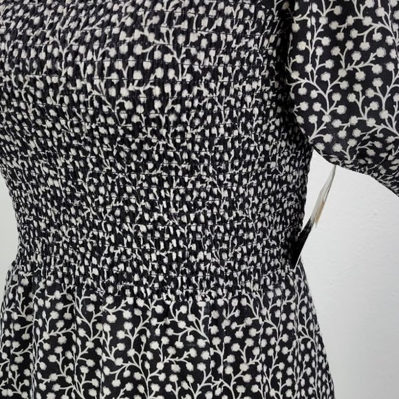 FRENCH CONNECTION elao verona crepe midi smock dress black Sz 0 - Picture 3 of 8